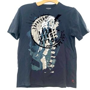 Express Vintage Y2K Men's Blue Graphic T-Shirt